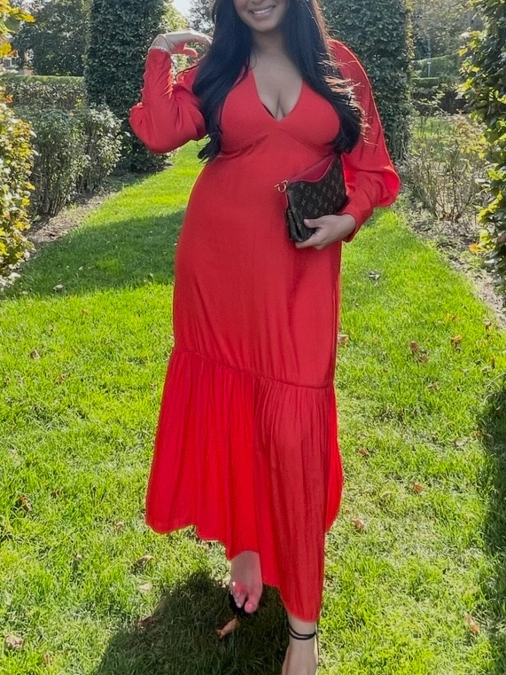 Banana Republic Red V-Neck Long Maxi Dress